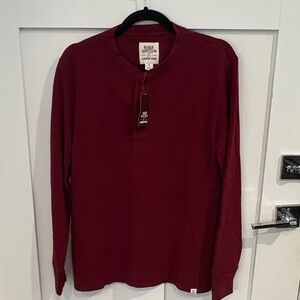 Lands' End Men's Long Sleeve Henley  - Rich Burgundy